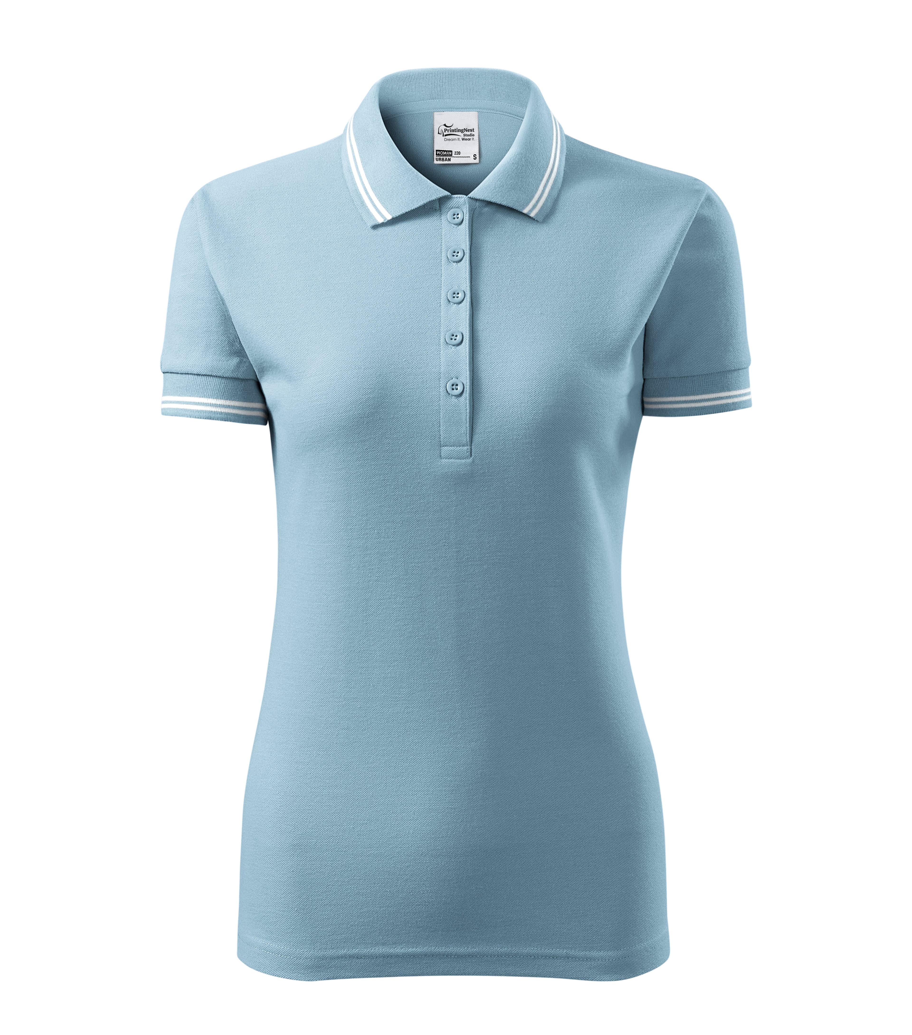 Rose Quartz -Polo shirt women's 65% cotton 35% polyester - 220 in Sky blue