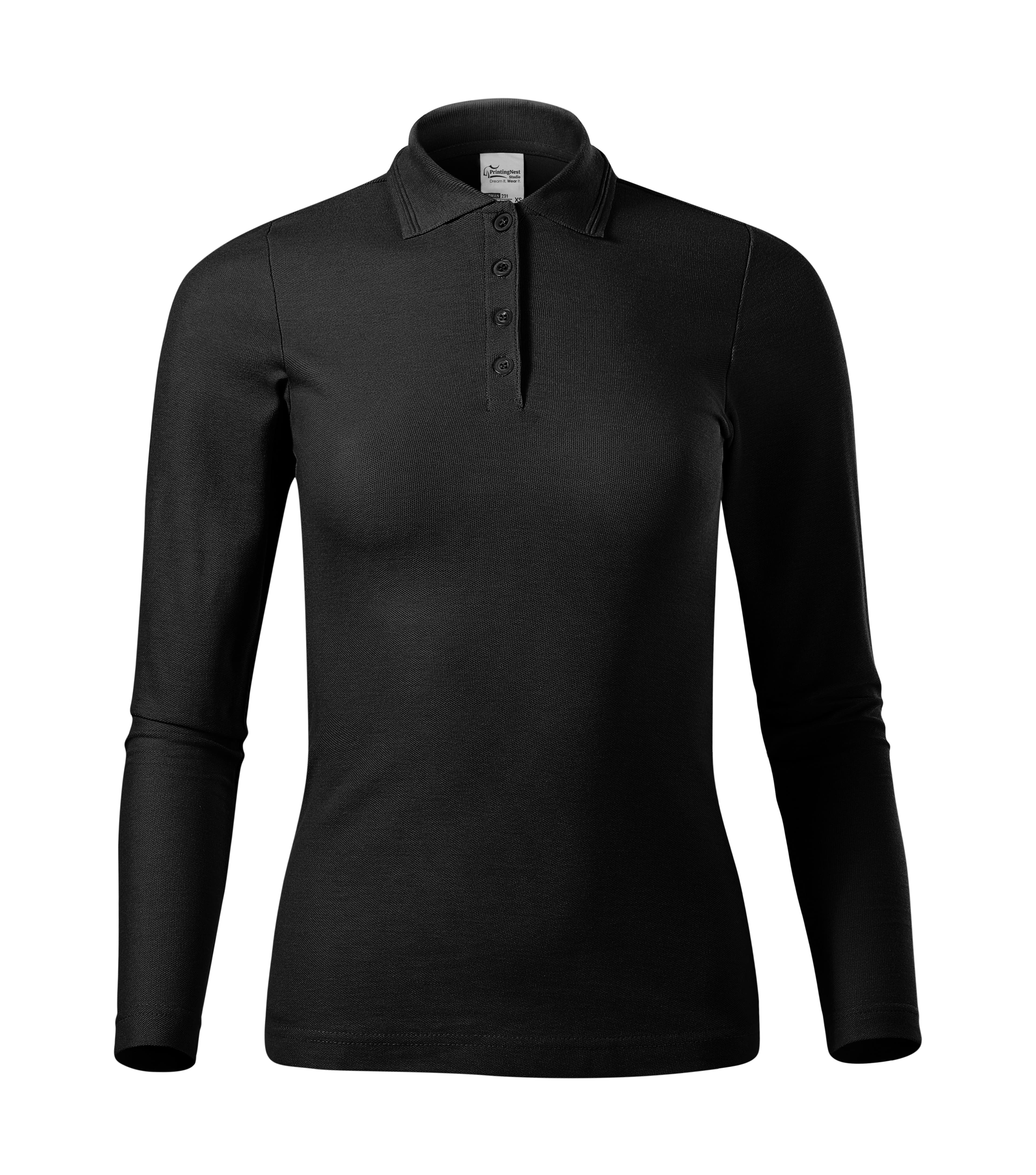 Coralia - Polo shirt women's 65% cotton 35% polyester (long sleeve) - 231 in Black