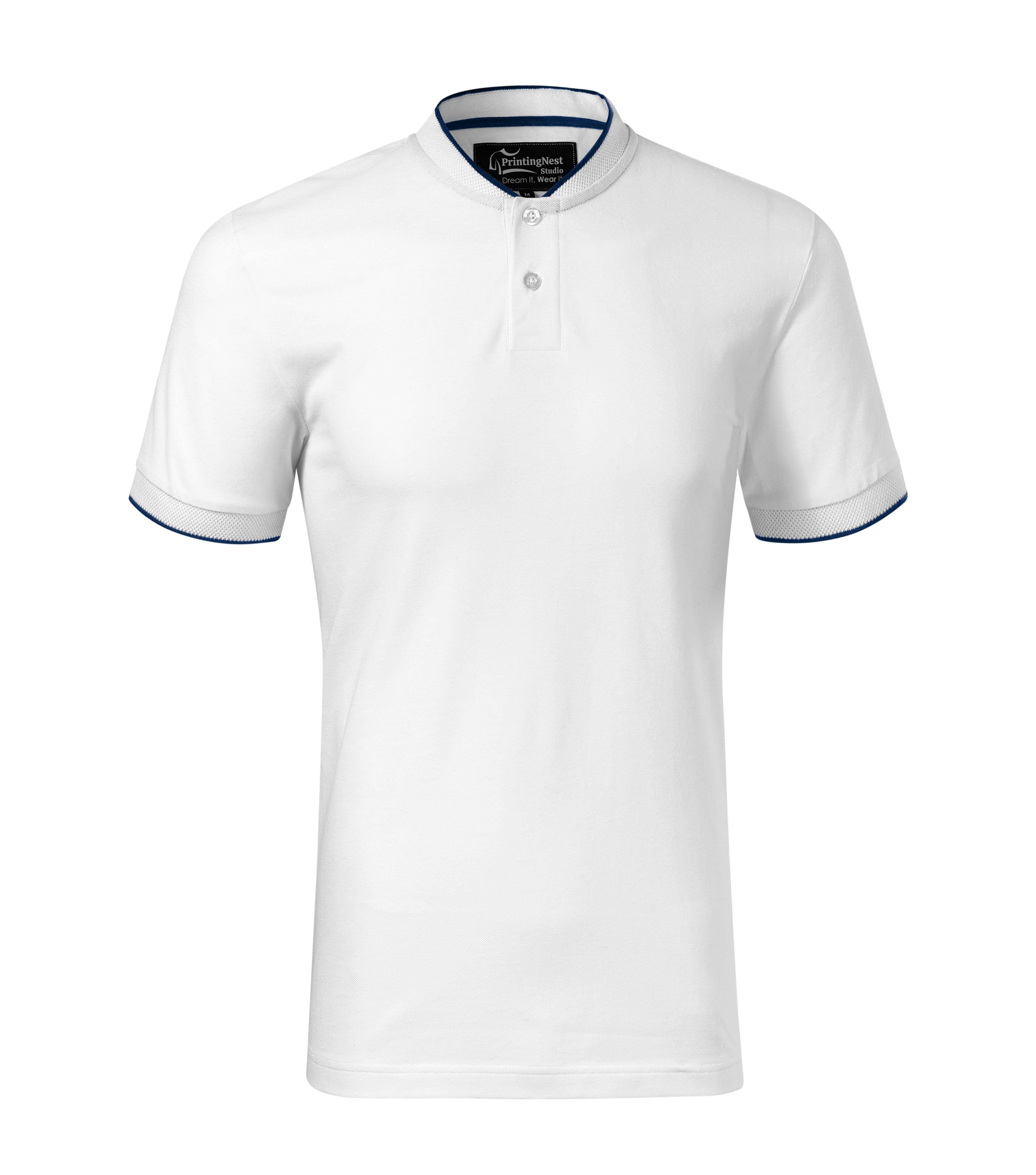 Drakon Sphere -Polo shirt men's 100% cotton, bomber collar- 273 in White