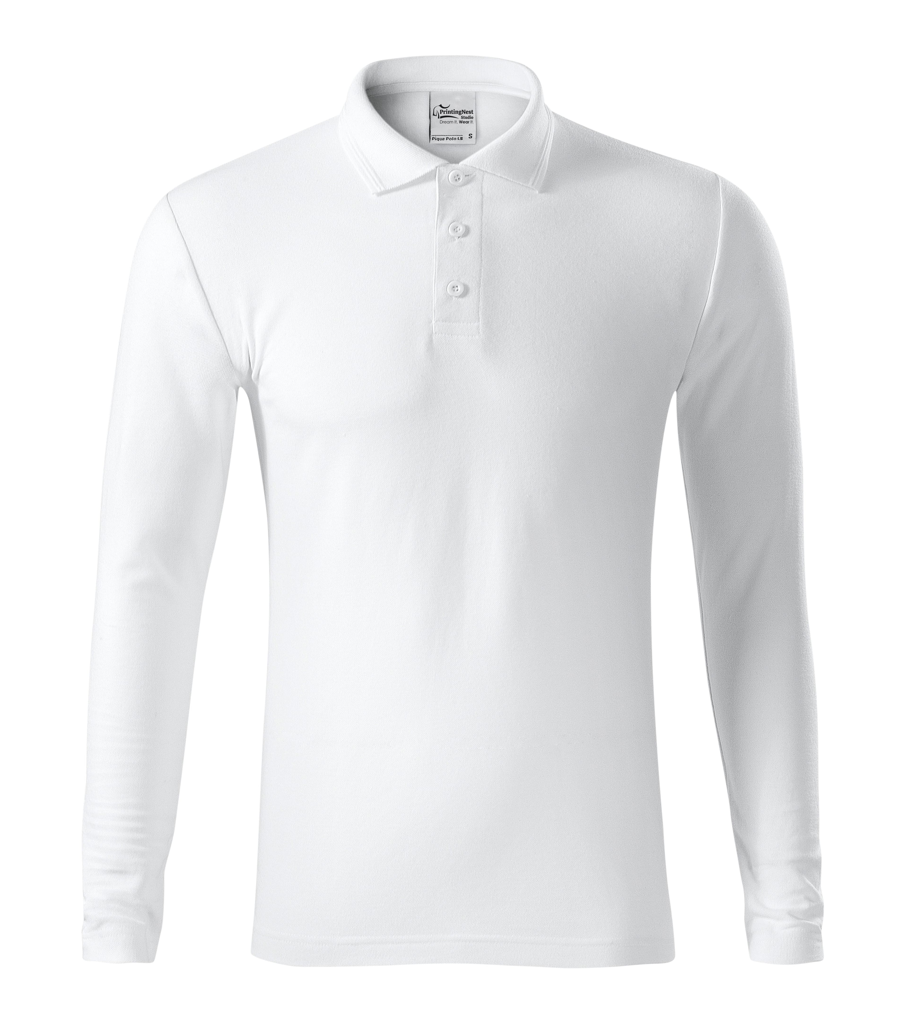 Helion Prime - Polo shirt men's 65% cotton 35% polyester (long sleeve)- 221 in White